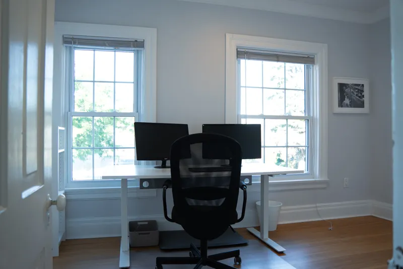 Bright upper office with two windows